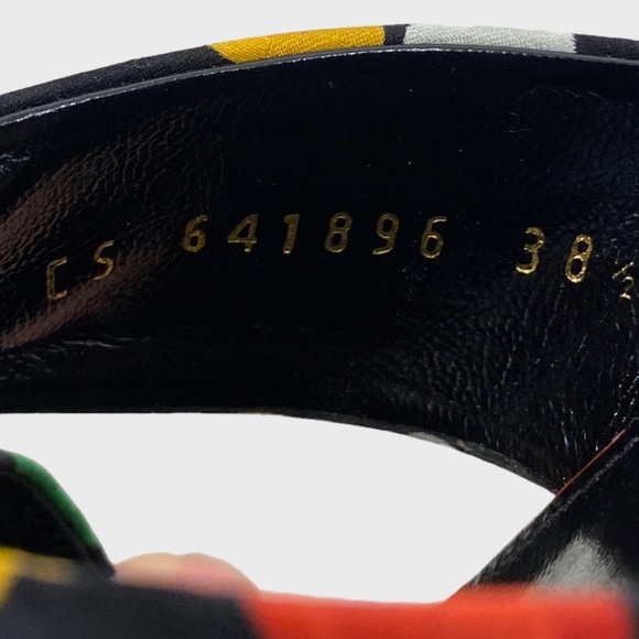 Saint Laurent Black Multicolor Heart Bianca Knotted Sandals Size 38 1/2 NWT - Picture 10 of 13